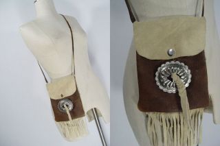  Concho Leather Tribal Crossbody Bag Purse Fringe Boho Hippie Handbags