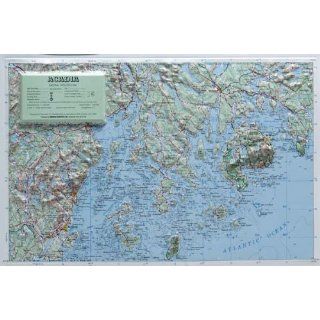 ACADIA NATIONAL PARK Raised Relief Map with Black Plastic