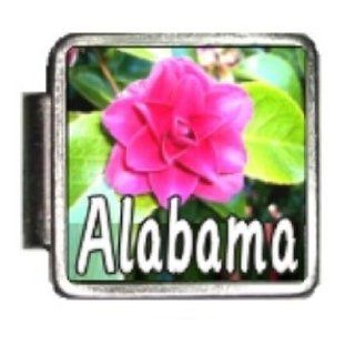 Alabama State Flower Camellia Photo Italian Charm Bracelet Link