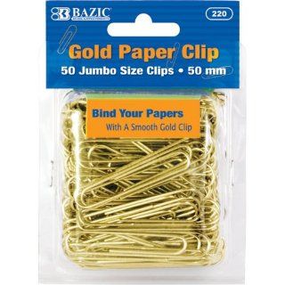 Bazic Paper Clips, Jumbo (50mm), Gold, 50 per Pack (Case