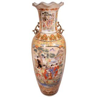 36 High Rustic Chinese Porcelain Satsuma Temple Vase