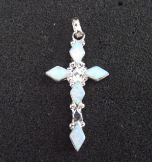 Navajo Handmade Sterling Silver Opal Cross Pendant