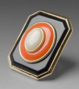 House of Harlow 1960 Art Deco Ring in Coral $70