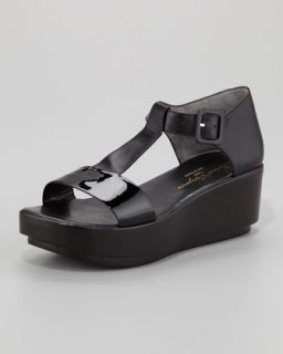 Pepo T Strap Flat Form Patent Leather Sandal