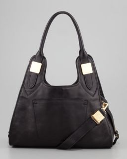 V1E26 Rachel Zoe Lucas Small Leather Hobo Bag, Black