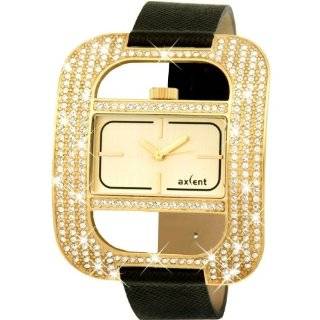 Axcent Eccentric Watch, Black Strap, Gold Face, Gold Hands