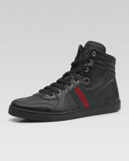  black available in black $ 550 00 gucci leather high top sneaker black