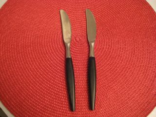 Helle Fabrikker Norway Stainless 2 Dinner Knives Black Handles 8 1 8