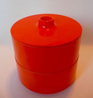 Vintage Heller Bowls with Lid Set Orange Mod Pop Massimo Vignelli Made