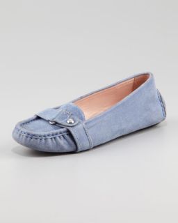 Caress Patterned Suede Driving Loafer, Dusty Blue