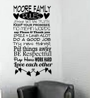 Family Name house rules be respectful play work hard vinyl wall saying