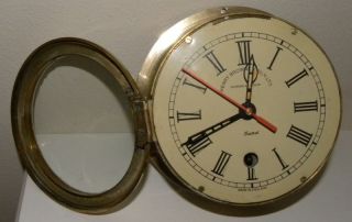Henry Browne & Son Sestrel Brass Ships Clock Barking & London w/ KEY