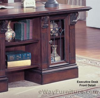Traditional Home Office Furniture Wood Pedestal Executive Desk
