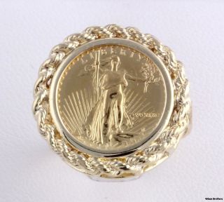  Eagle Womens Ring   14k Yellow Gold Setting & 22k Gold Coin 8.3g