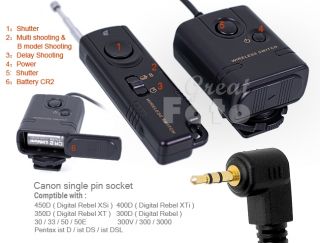 Wireless Remote Cord for Canon 1100D 450D 400D 300D 350D XTI XT