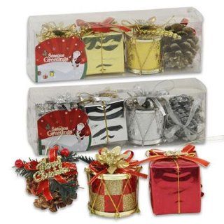 4 Piece Ornament drum, Gift Box, Pinecone   Case Pack 36