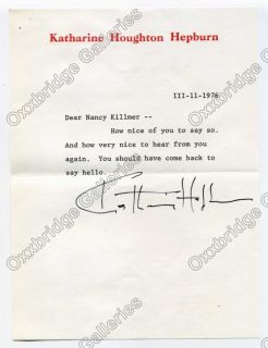 Katharine Hepburn Hand Signed Letter Envelope 1976 Original Autograph
