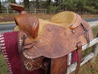 15 Seat Used Vintage Tex Tan Hereford Brand Tooled Western Saddle
