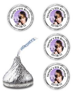 108 Justin Bieber Birthday Hershey Candy Kisses Labels