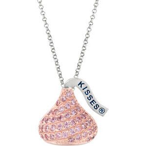  Hersheys Kisses® Pink CZ Pendant Necklace Hersheys Kiss Box