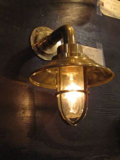 VINTAGE BRASS ALLEYWAY LIGHT WITH BRASS SHADE SHIP SALVAGED WIRED AND