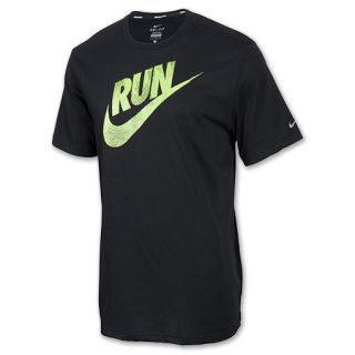 Mens Nike Run Swoosh Running Tee Shirt Black