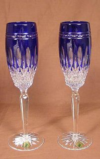 Waterford Champagne Flutes Cobalt Blue Clarendon NIB