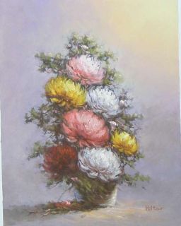 Hilton Assorted Chrysanthemums Oil Painting on Canvas