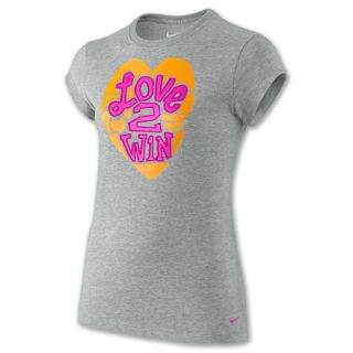 Kids Nike Love 2 Win Tee Shirt Grey/Pink/Orange