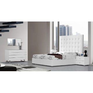 Lyrica White Bonded Leather Tall Headboard Bed Home