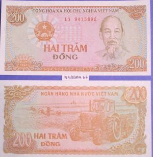  Dong Banknote UNC Asian Paper Money 1987 Tractor HO Chi Minh