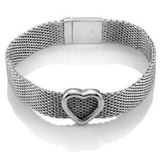Beautiful Sterling Silver Heart Mesh Bracelet, Includes Gift Box and