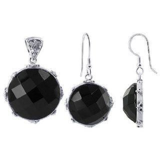 Sterling Silver Round Multi Faceted Black Onyx Designer