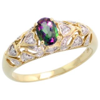 10k Gold Teeny Hearts Mystic Topaz Ring, w/ 0.55 Total Carat Weight
