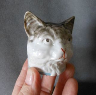 19thC Miniature Figural Cat Penny Bank, Staffordshire or German