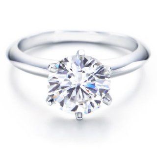 55 1/2 Carat 14K White Gold 6 Prong Solitaire Diamond Engagement Ring