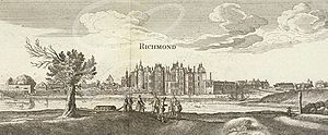 Richmond Palace, west front, etching by Wenceslaus Hollar , 1638