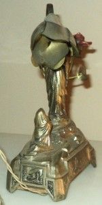 Electric Lamp Music Box Lady Lourdes Holy Statue Spelter Porcelain