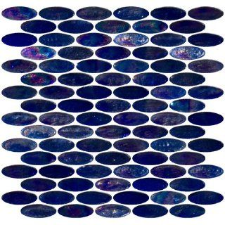 Susan Jablon Mosaics   Oval Cobalt Blue Iridescent Glass