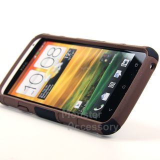 Black Brown Rhino Kickstand Hybrid Case + Holste for HTC ONE X AT&T