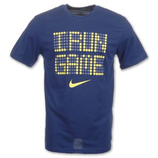 Nike I Run Game Mens Tee Shirt Navy/Yellow