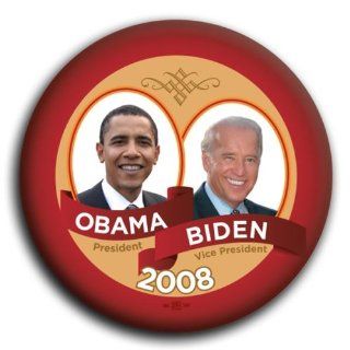 Obama and Biden Red Photo Button   3 