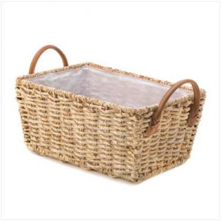 Lined Woven Seagrass Home Organization Storage Basket