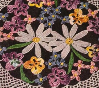 Vintage Crochet Flower Bouquet Pansy Doily Pattern