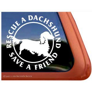Dachshund Rescue Vinyl Window Decal Weiner Dog Sticker  
