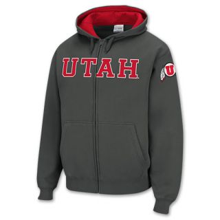 Utah Utes Mens Full Zip Hoodie Charcoal