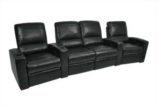 Adonis Home Theater Seating 4 Leather Manual Seats Black Chairs