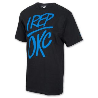 Mens adidas I Rep OKC Tee Shirt Black/Blue
