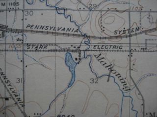 Genuine original lithographed topographical map of part of Portage