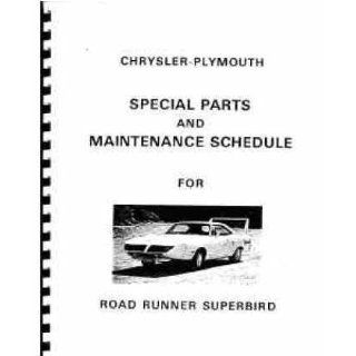 1970 ROADRUNNER SUPERBIRD Parts Numbers Service Book
